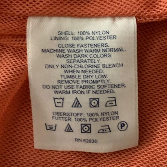 Lands End Rain Jacket Womens Small Orange Detachable Hood Full Zip Nylon - Picture 8 of 8